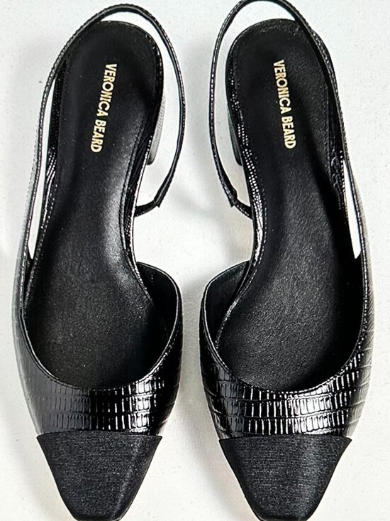 Veronica Beard Shoes - Veronica Beard Women's Cecile Black/Black Croc Embossed Slingback Heels 9.5M